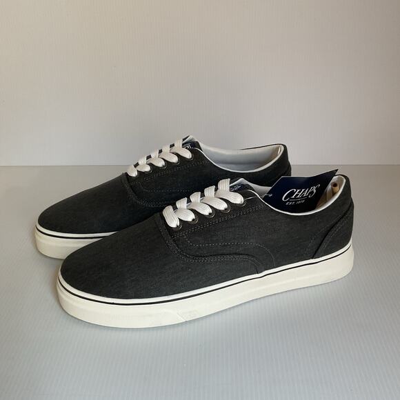 Chaps Casual Comfort Men’s Sneakers Gray Canvas Charcoal Size 8.5M New in Box - Picture 1 of 13